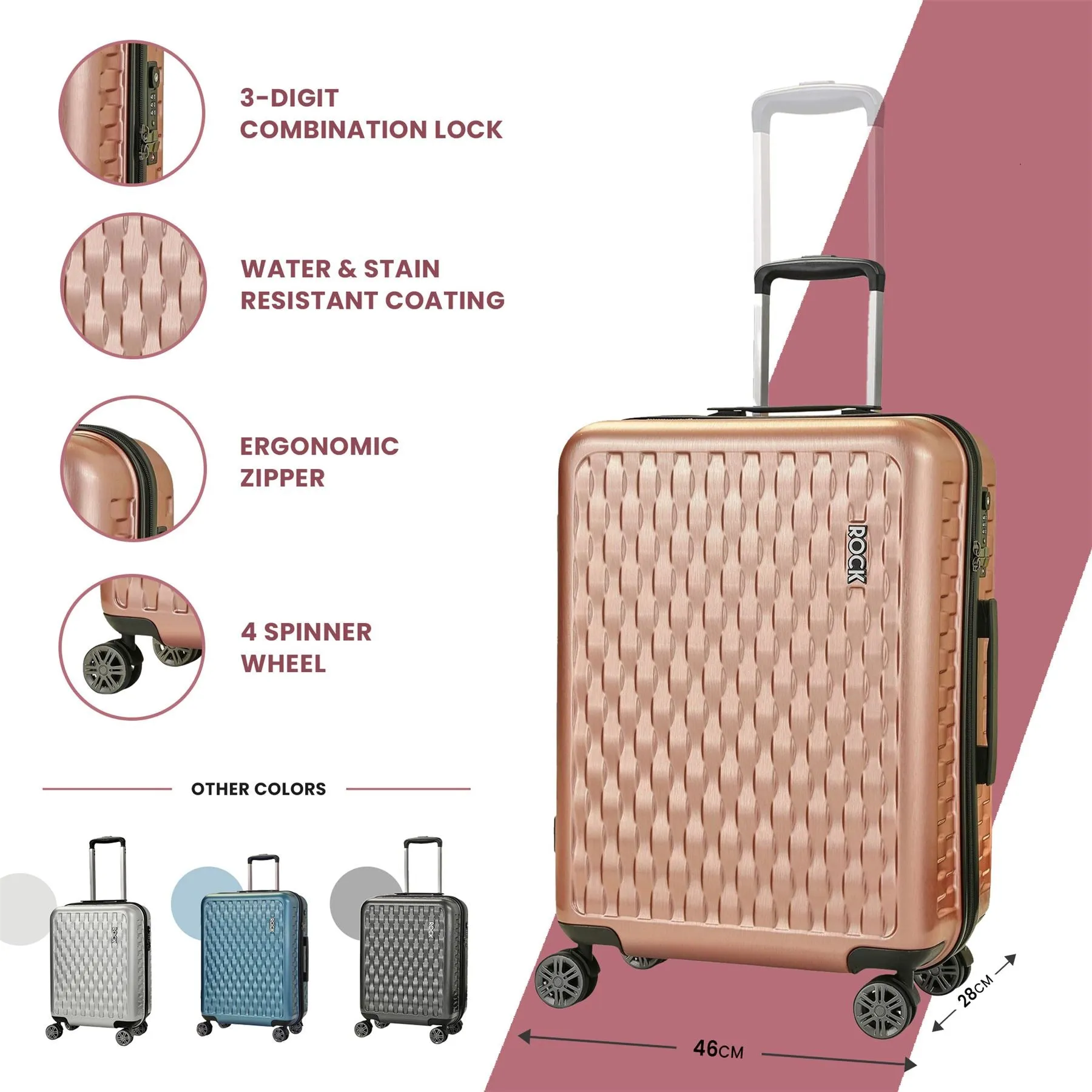 Allure Luggage Suitcase Travel Bag Carry On Hand Cabin Check in Hard-Shell 4 Spinner Wheels Trolley Set