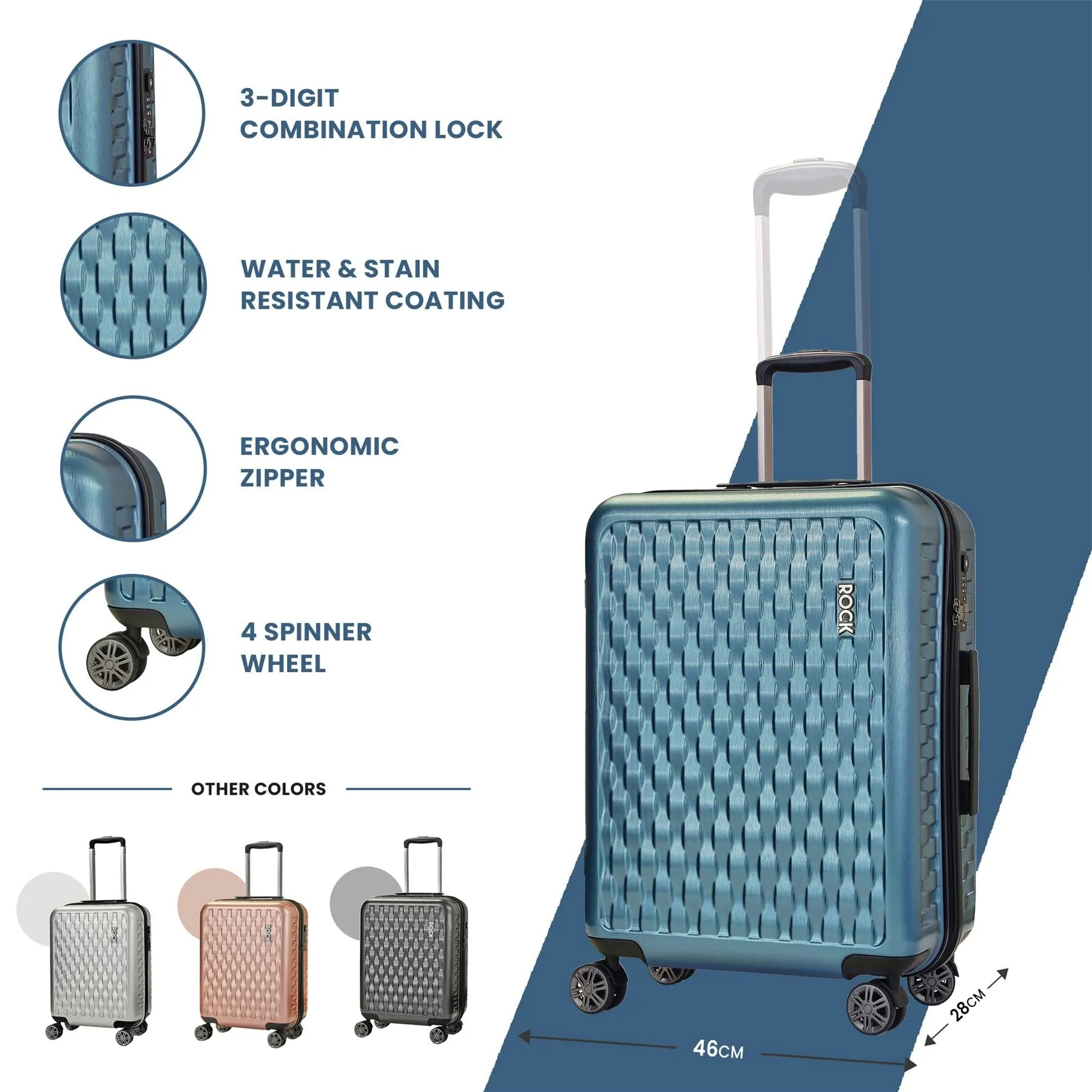 Allure Luggage Suitcase Travel Bag Carry On Hand Cabin Check in Hard-Shell 4 Spinner Wheels Trolley Set