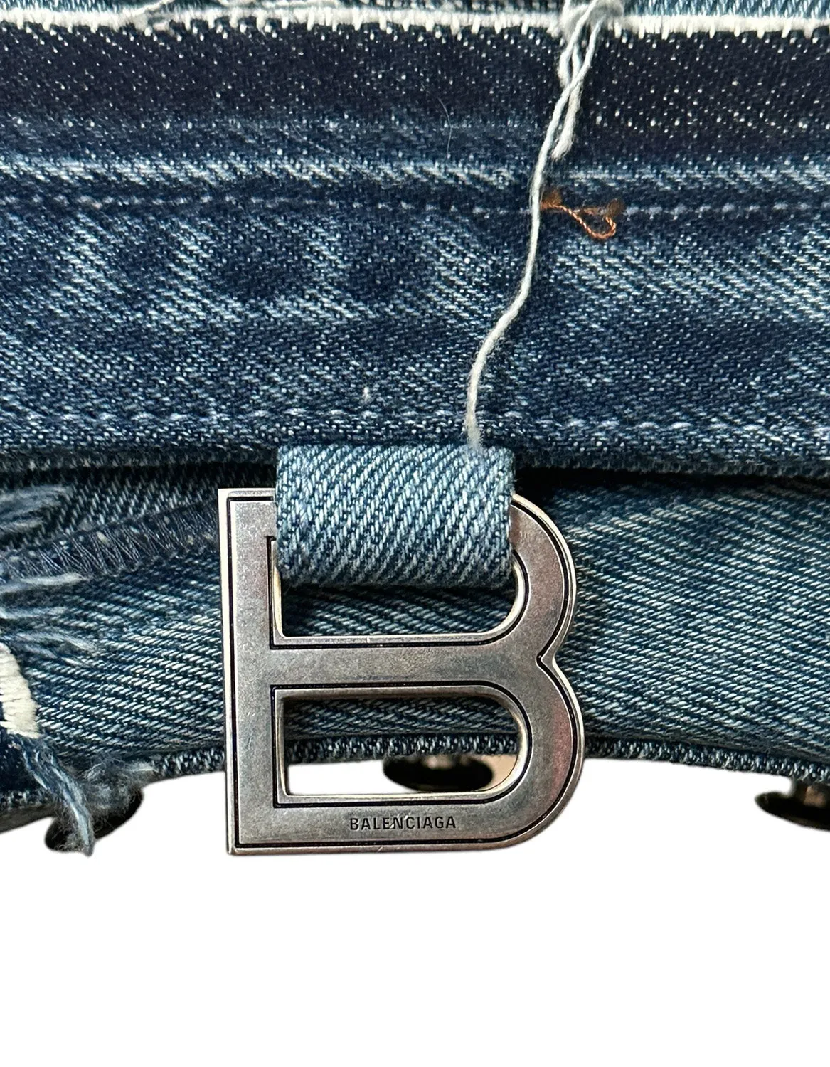 Balenciaga Denim Patchwork Small Hourglass Bag