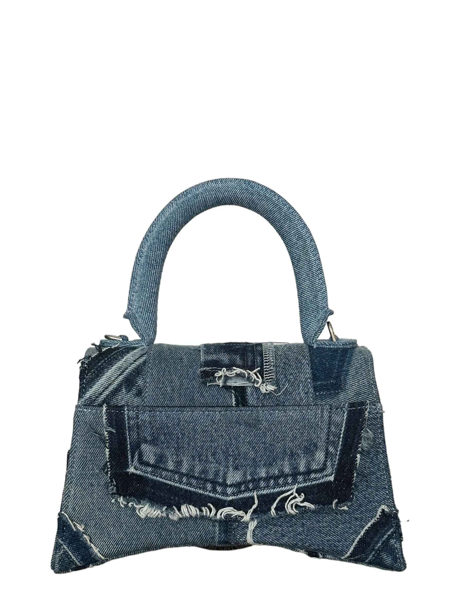 Balenciaga Denim Patchwork Small Hourglass Bag