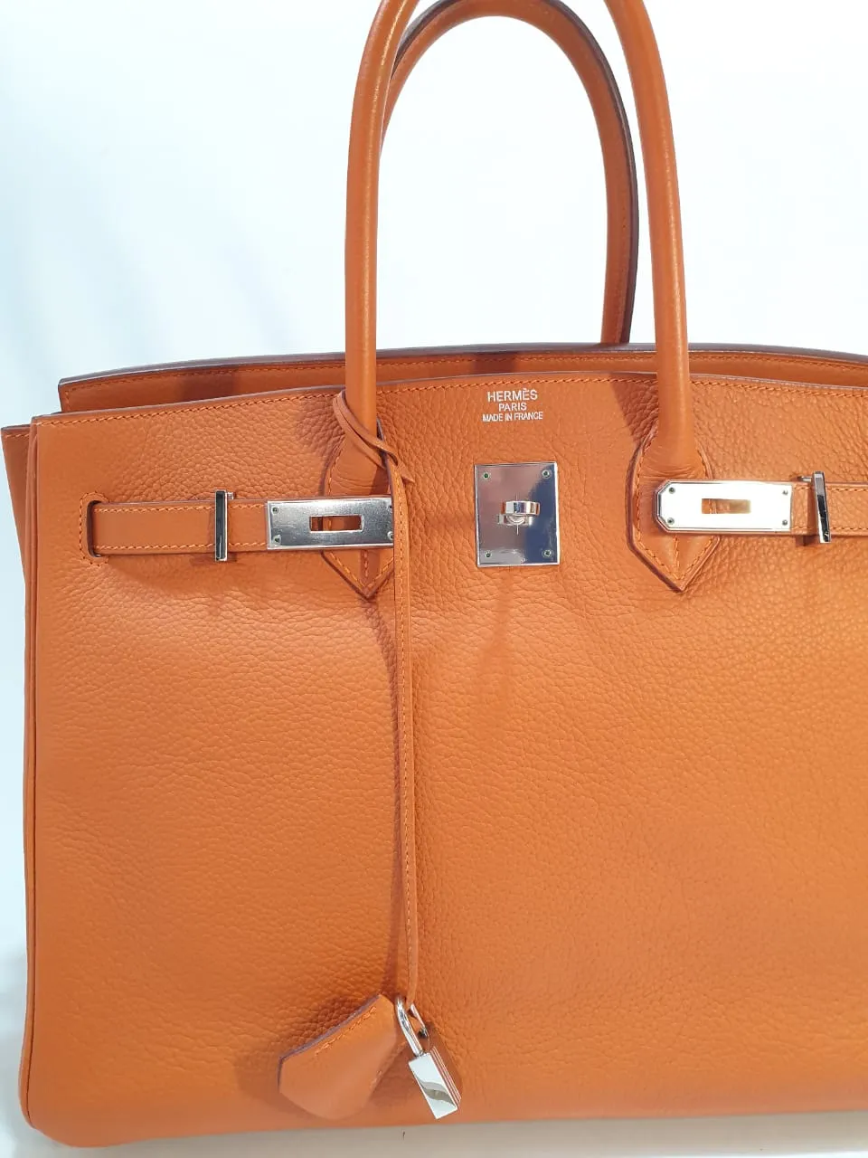 Birkin 35 Vache Liegee  J-Stamp Bag in Orange with PHW