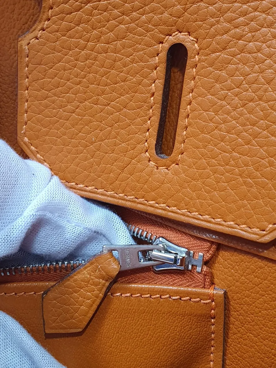 Birkin 35 Vache Liegee  J-Stamp Bag in Orange with PHW