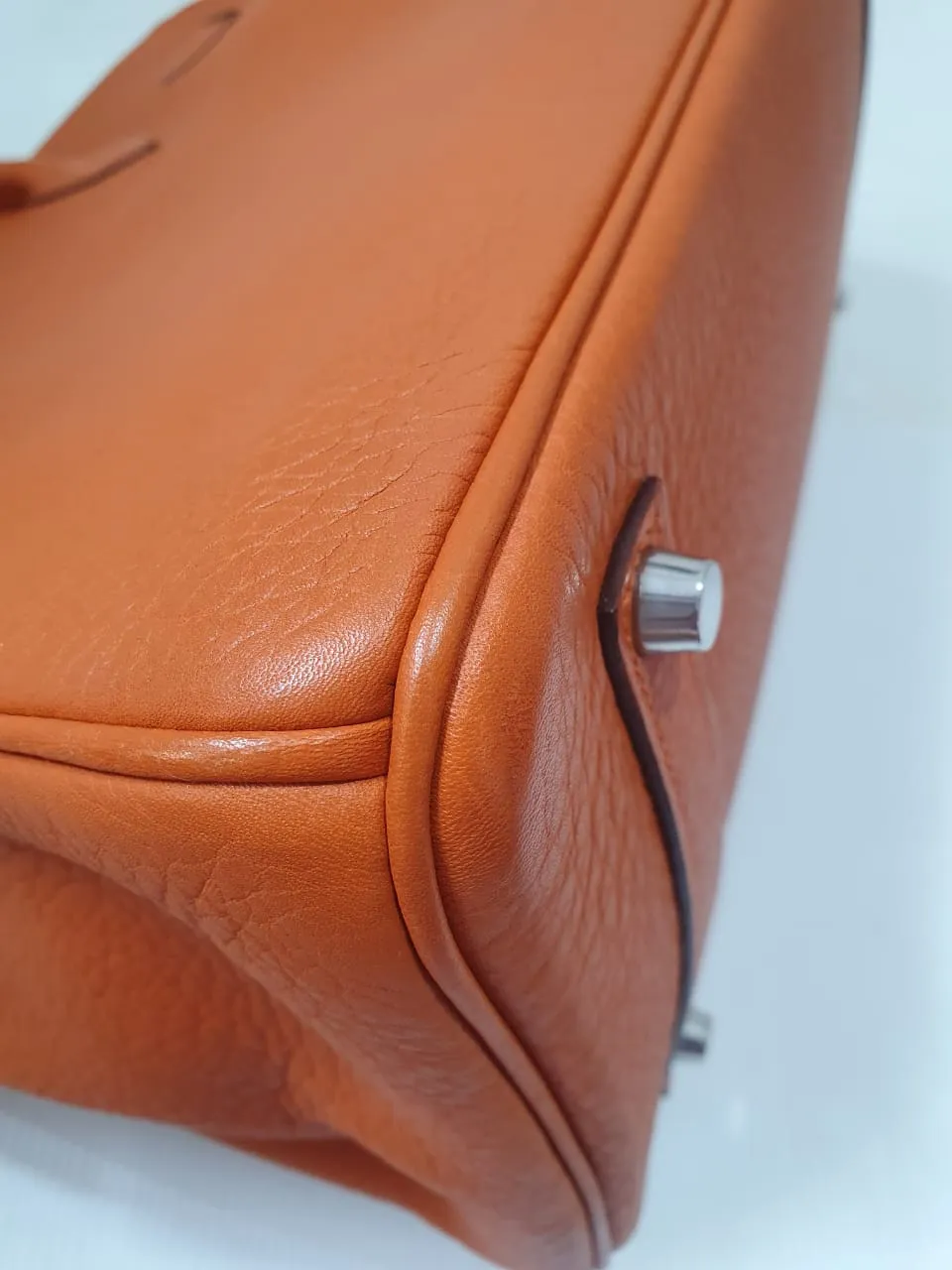 Birkin 35 Vache Liegee  J-Stamp Bag in Orange with PHW