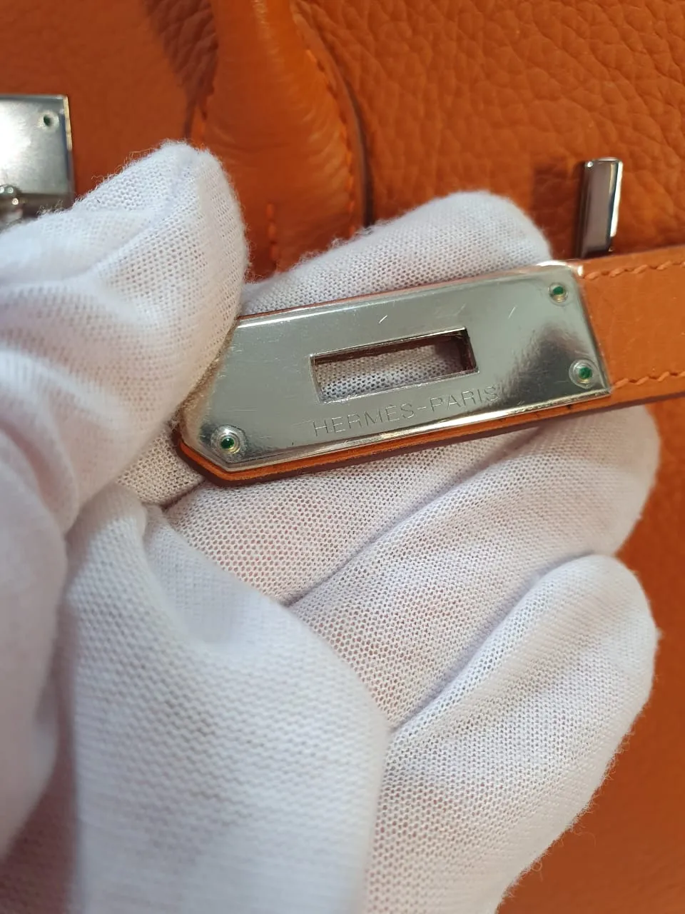 Birkin 35 Vache Liegee  J-Stamp Bag in Orange with PHW