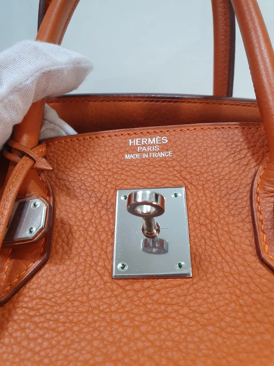 Birkin 35 Vache Liegee  J-Stamp Bag in Orange with PHW