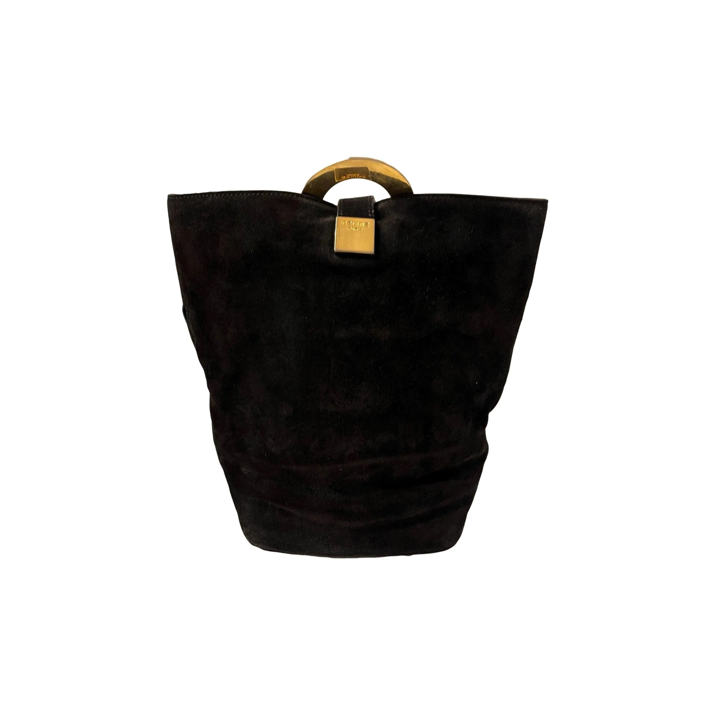 Celine Black Suede Bucket Bag