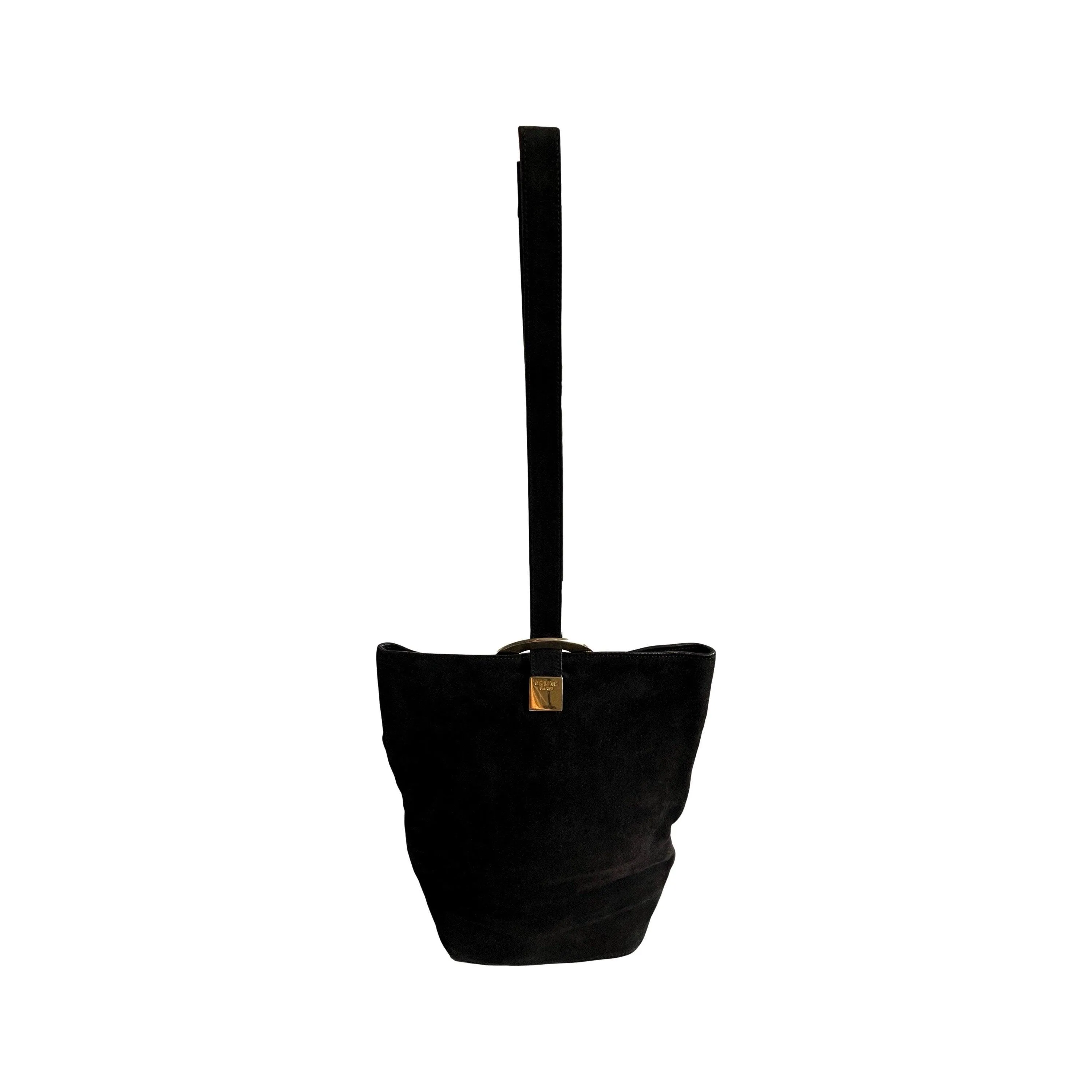 Celine Black Suede Bucket Bag