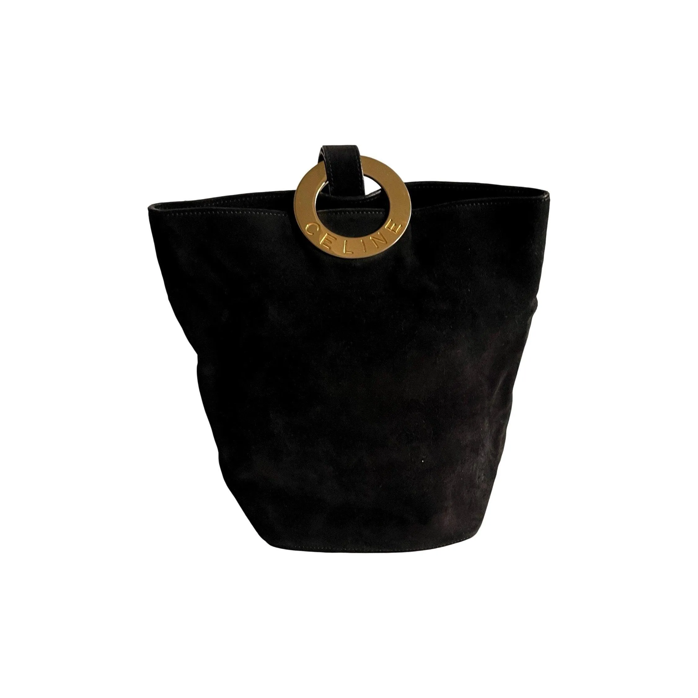 Celine Black Suede Bucket Bag