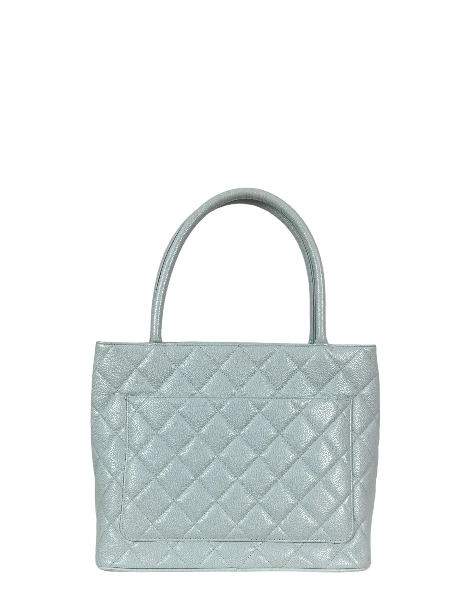 Chanel Light Blue Caviar Leather CC Medallion Tote Bag