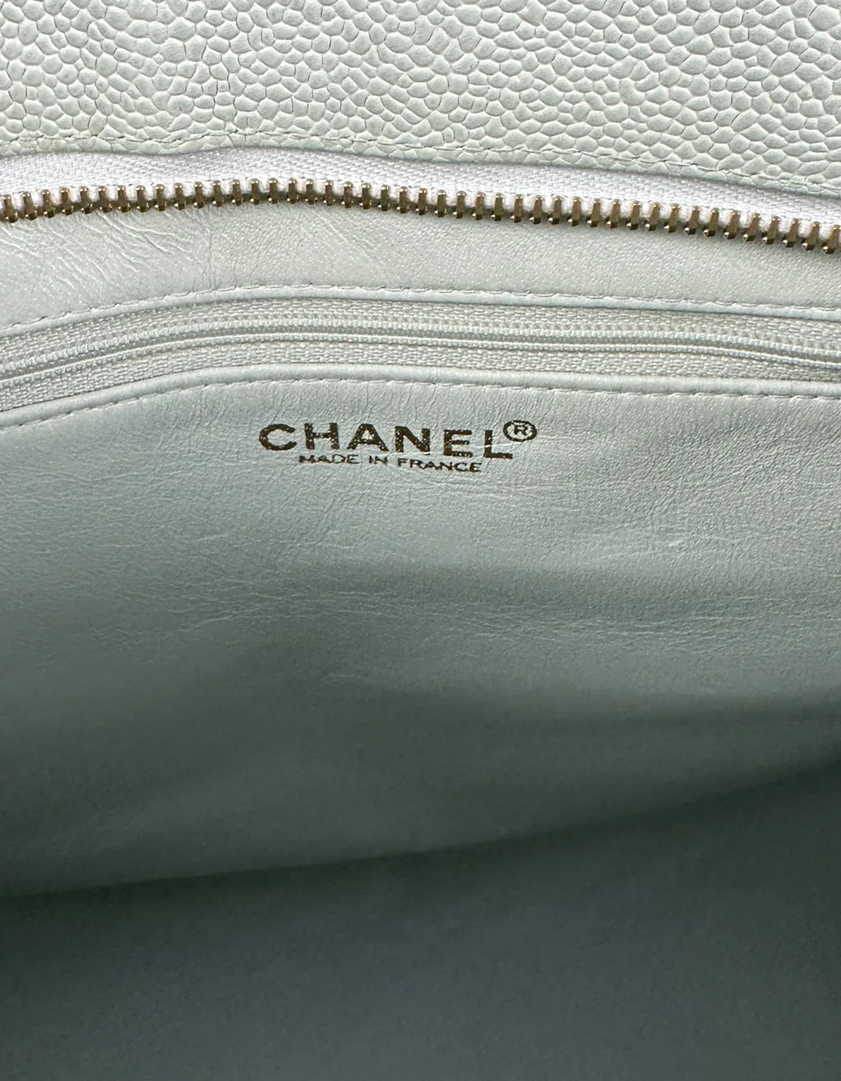 Chanel Light Blue Caviar Leather CC Medallion Tote Bag