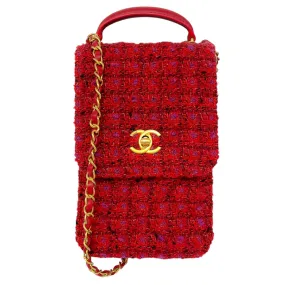 Chanel Red / Purple Multi 2023 Tweed Mini Flap Handle Bag