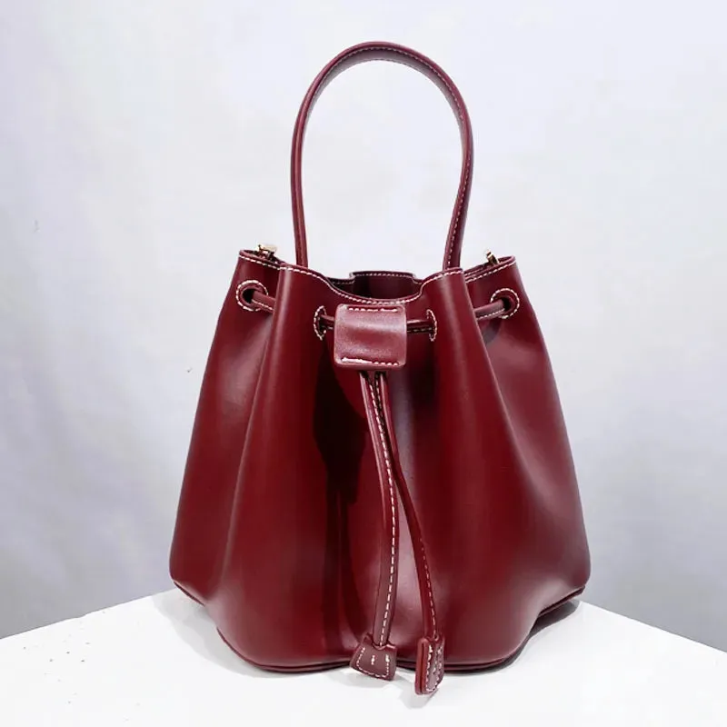 Cynthia Ruched Drawstring Mini Bucket Bags