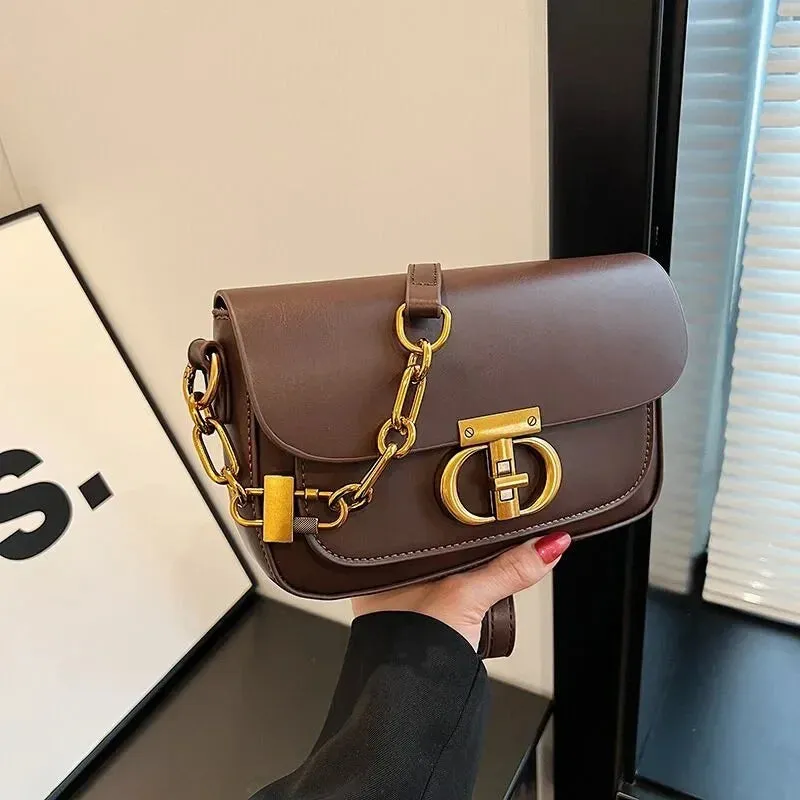 Damian Golden Lock Flap Bag