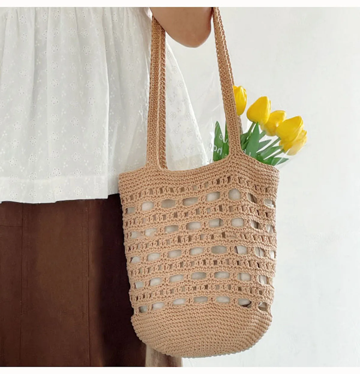 Elena Handbags Artsy Crochet Bucket Bag