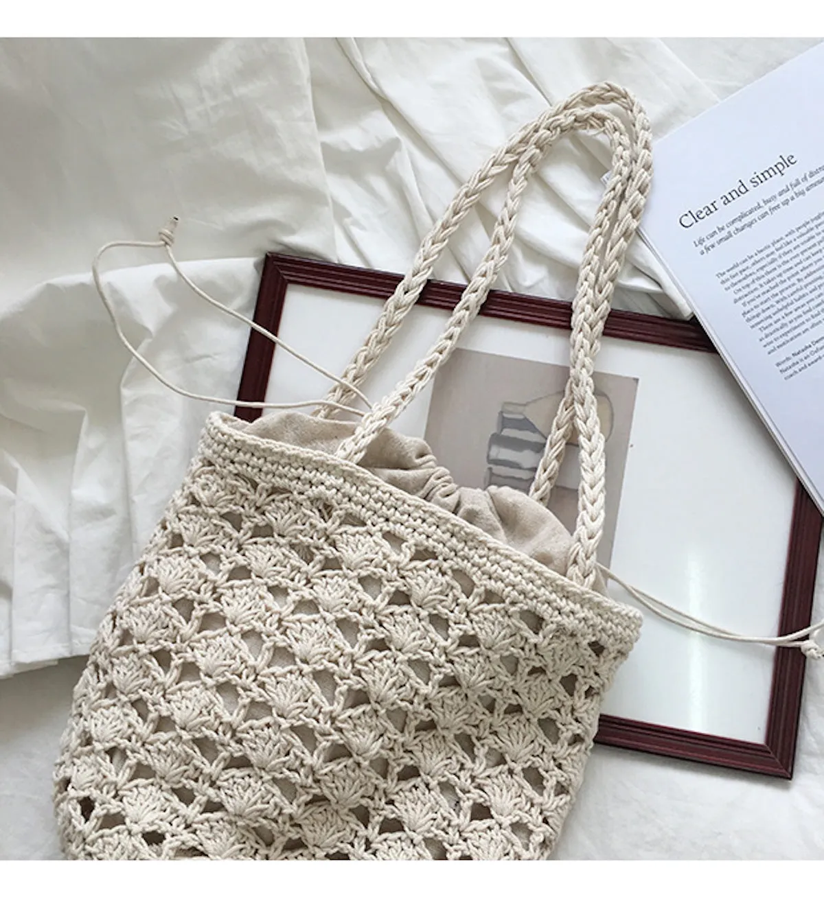 Elena Handbags Handmade Crochet Bucket Shoulder Bag