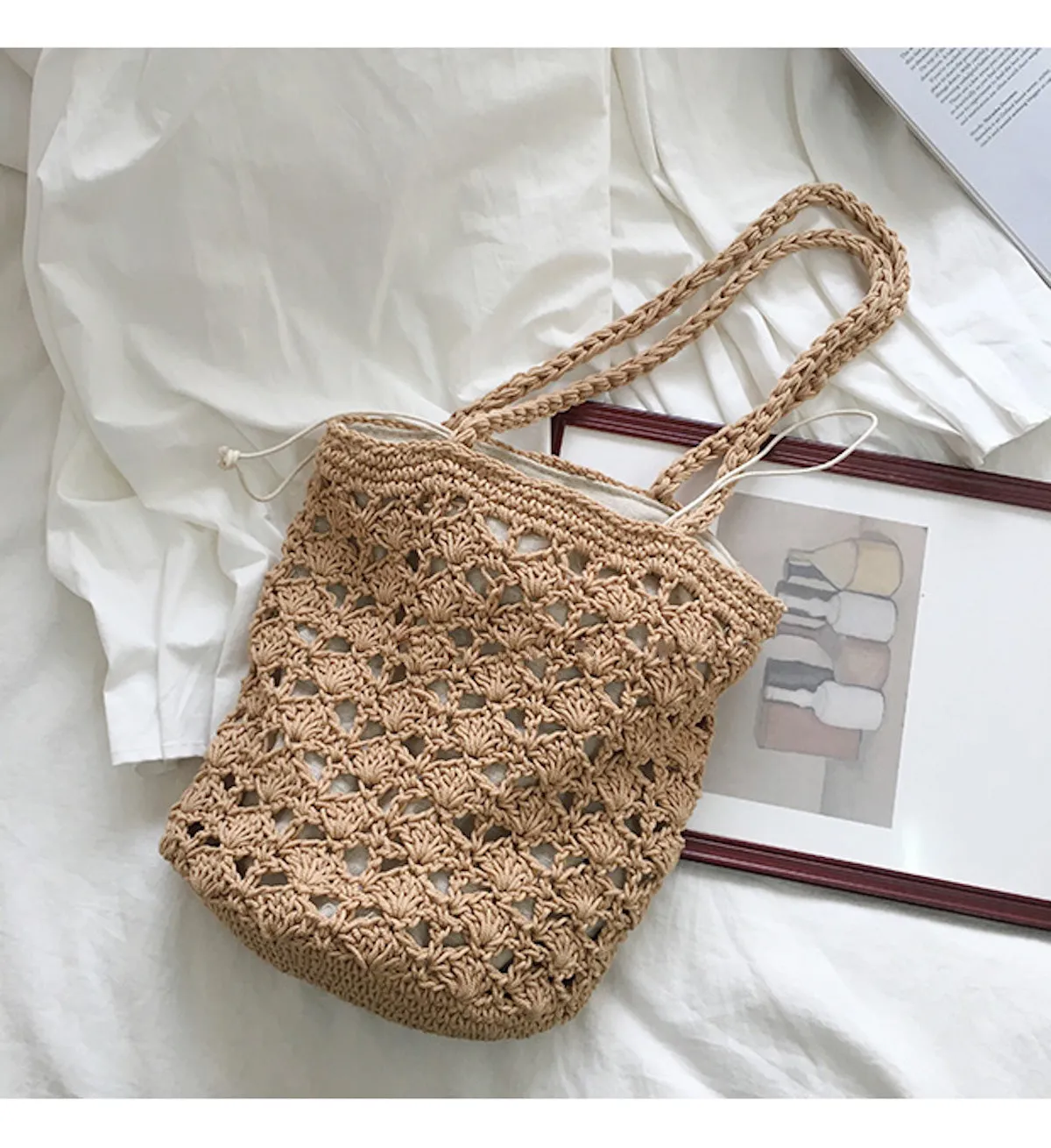 Elena Handbags Handmade Crochet Bucket Shoulder Bag