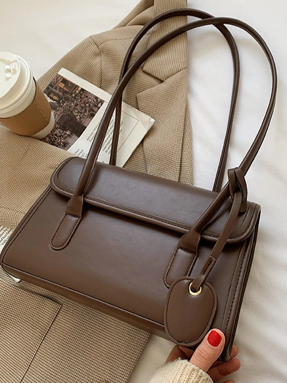 Fashion Shoulder Bag - dark Brown