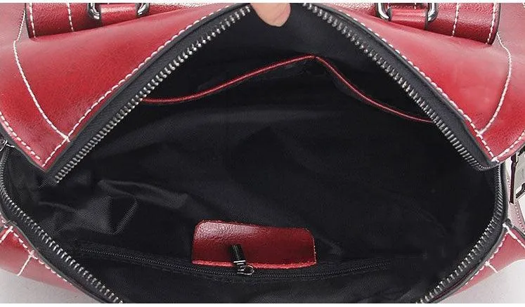 Genuine Leather Fashion Women handbag Red