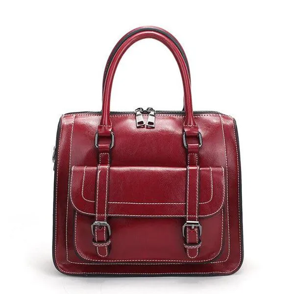 Genuine Leather Fashion Women handbag Red