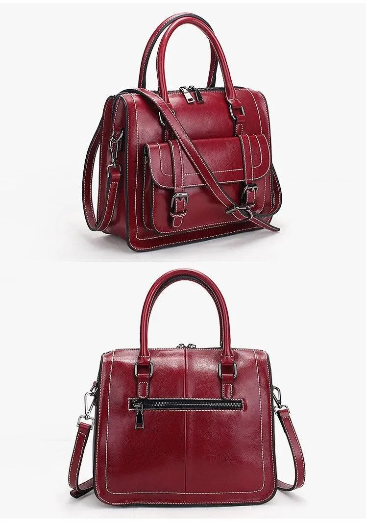 Genuine Leather Fashion Women handbag Red