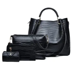 H1584 - Black Bucket Handbag Set