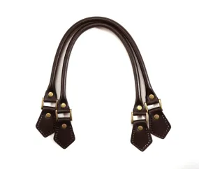 Handbag & Tote Bag Handles: 18.8" Rolled Leather (1 Pair) - With Riveted Tabs.