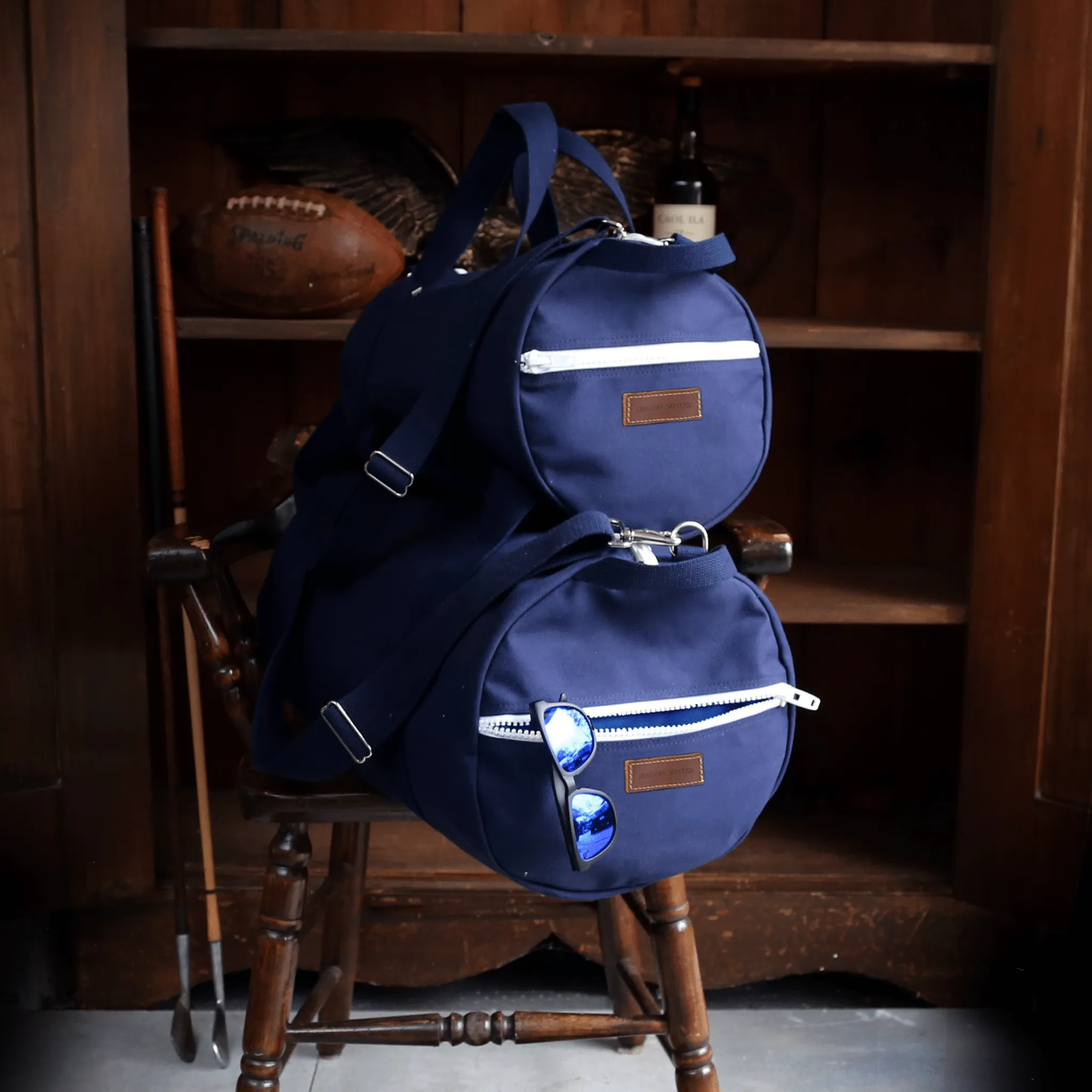 Large Chatham Duffel Bag with Shoe Compartment- Navy/Navy