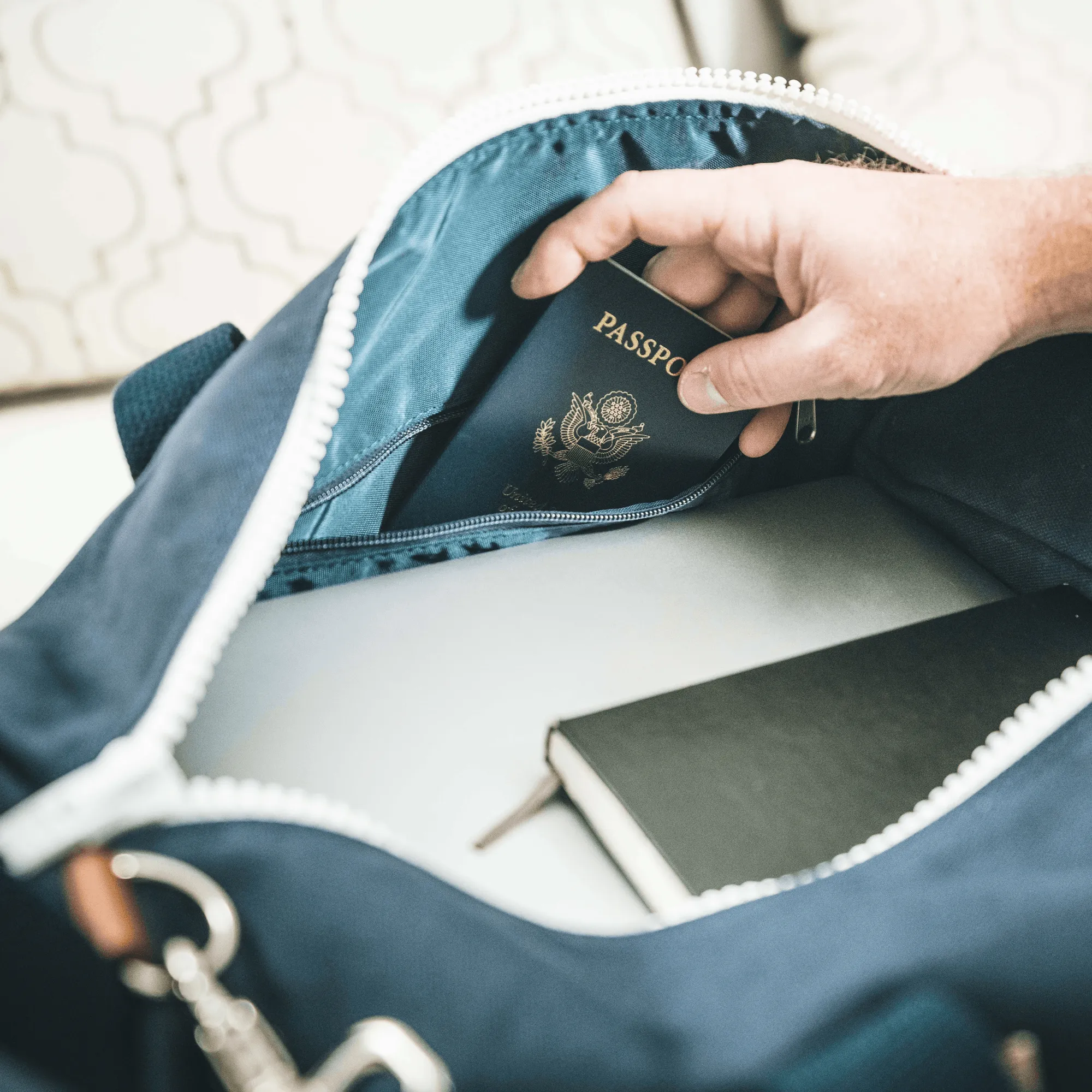 Large Chatham Duffel Bag with Shoe Compartment- Navy/Navy