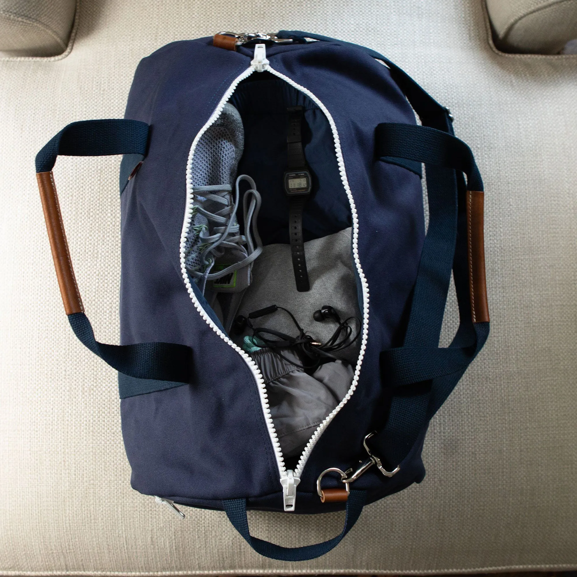 Large Chatham Duffel Bag with Shoe Compartment- Navy/Navy