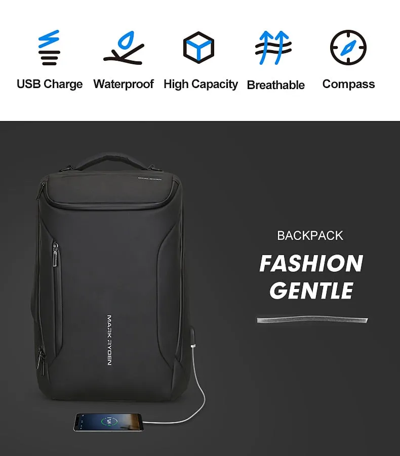 Men Backpack Multifunctional Man USB Charging Travel Bag