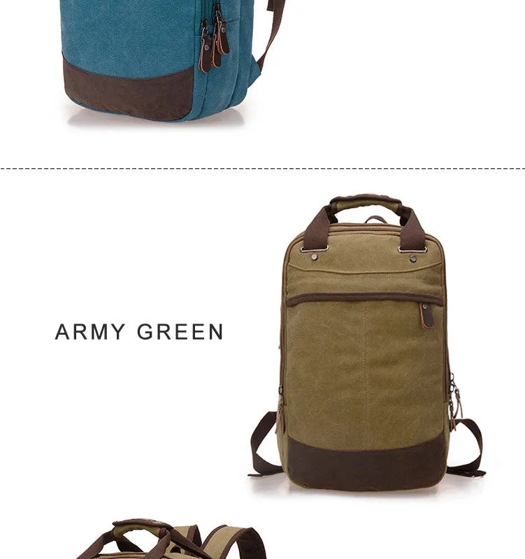 Men's Canvas Backpack - Blue,Sky Blue,Coffee,Khaki