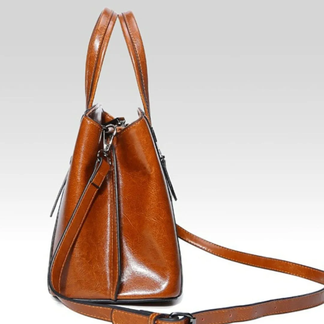 Oil Wax Cowhide Cross body Handbag