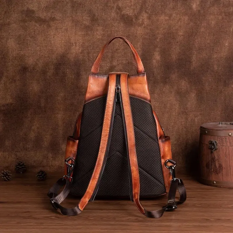 Rossie Viren Vintage Leather Backpack, Leather Rucksack, Womens Backpack, Gift for her