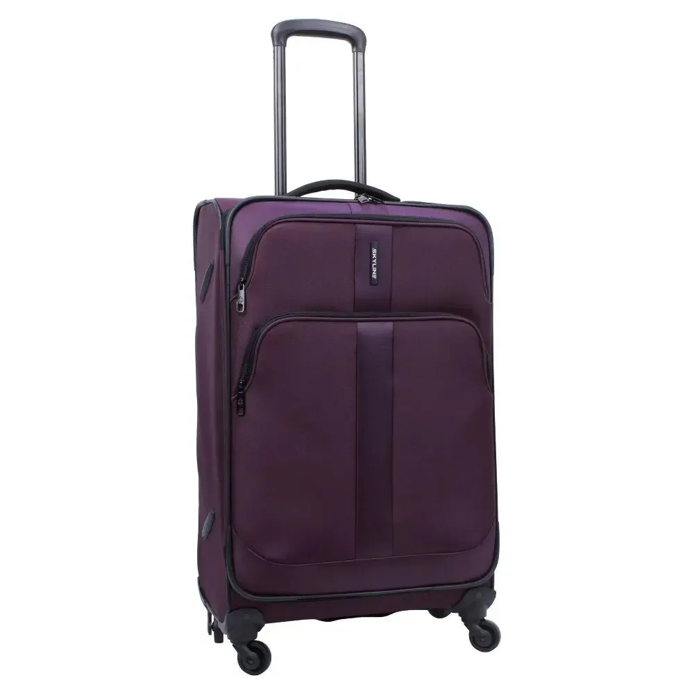 Skyline 5pc Softside Checked Spinner Luggage Set - Burgundy