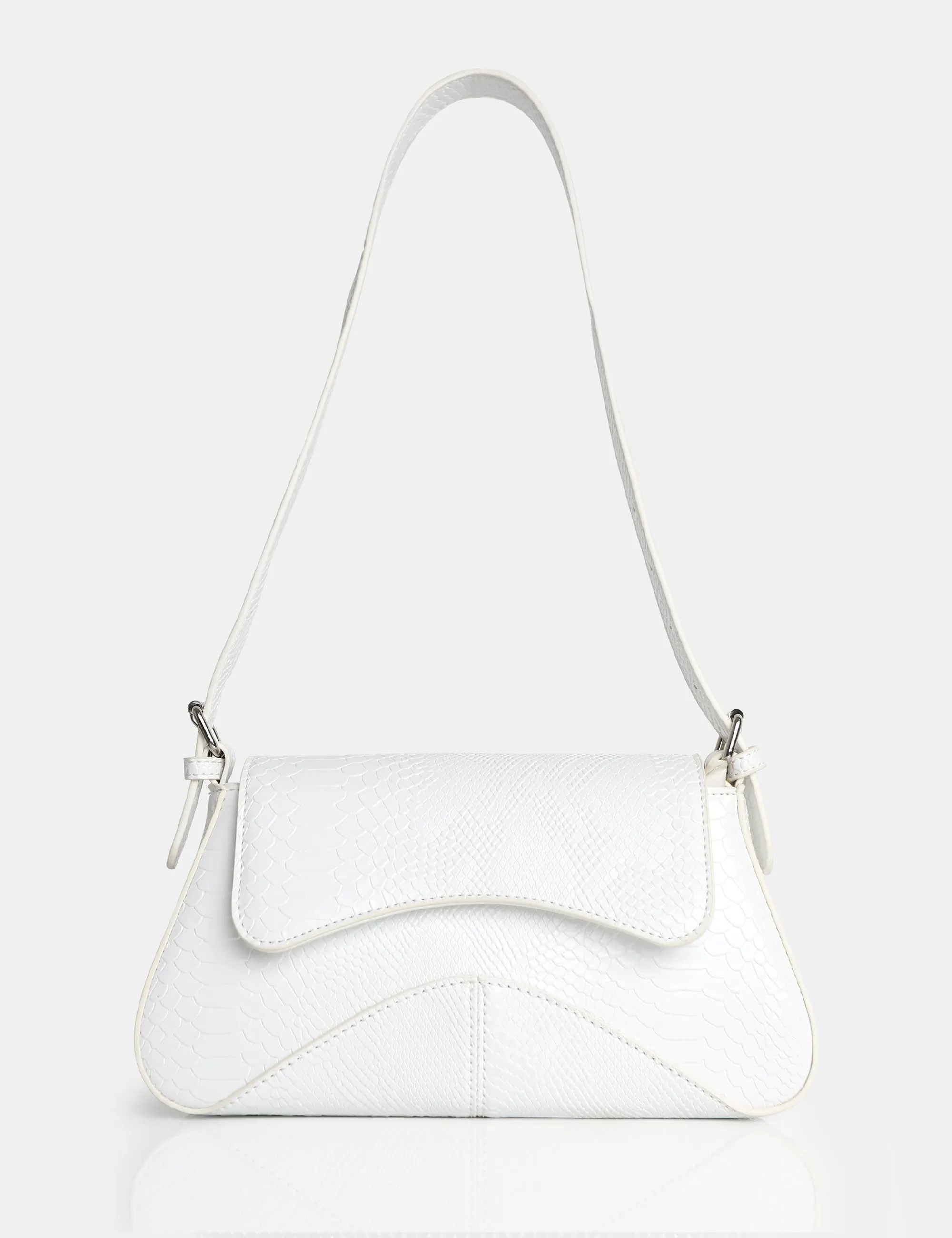 The Dea Ecru Matt Croc Pu Shoulder Bag