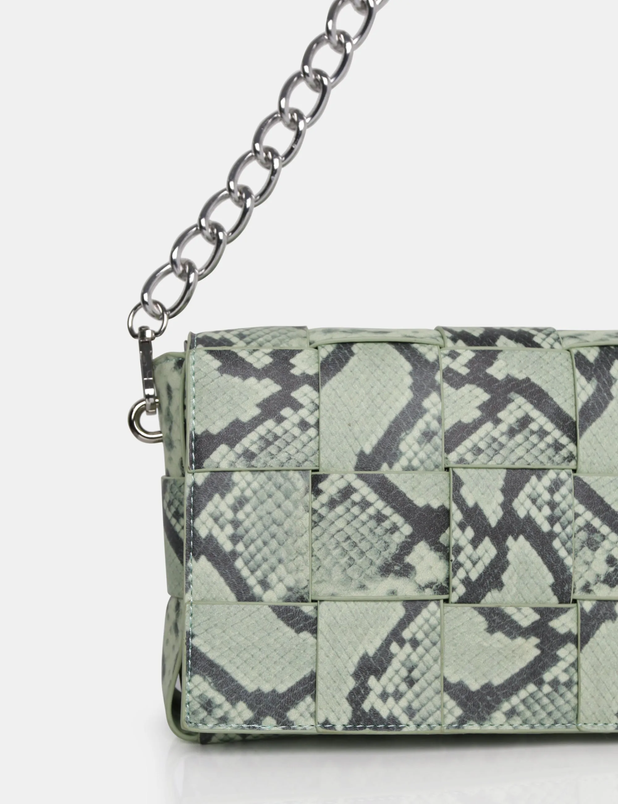 The Makai Pastel Snake Shoulder Woven Chain Bag