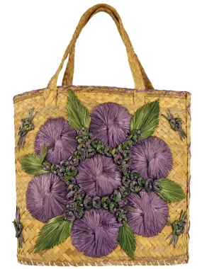 Vintage Tiki Style Purple Summer Basket Bag