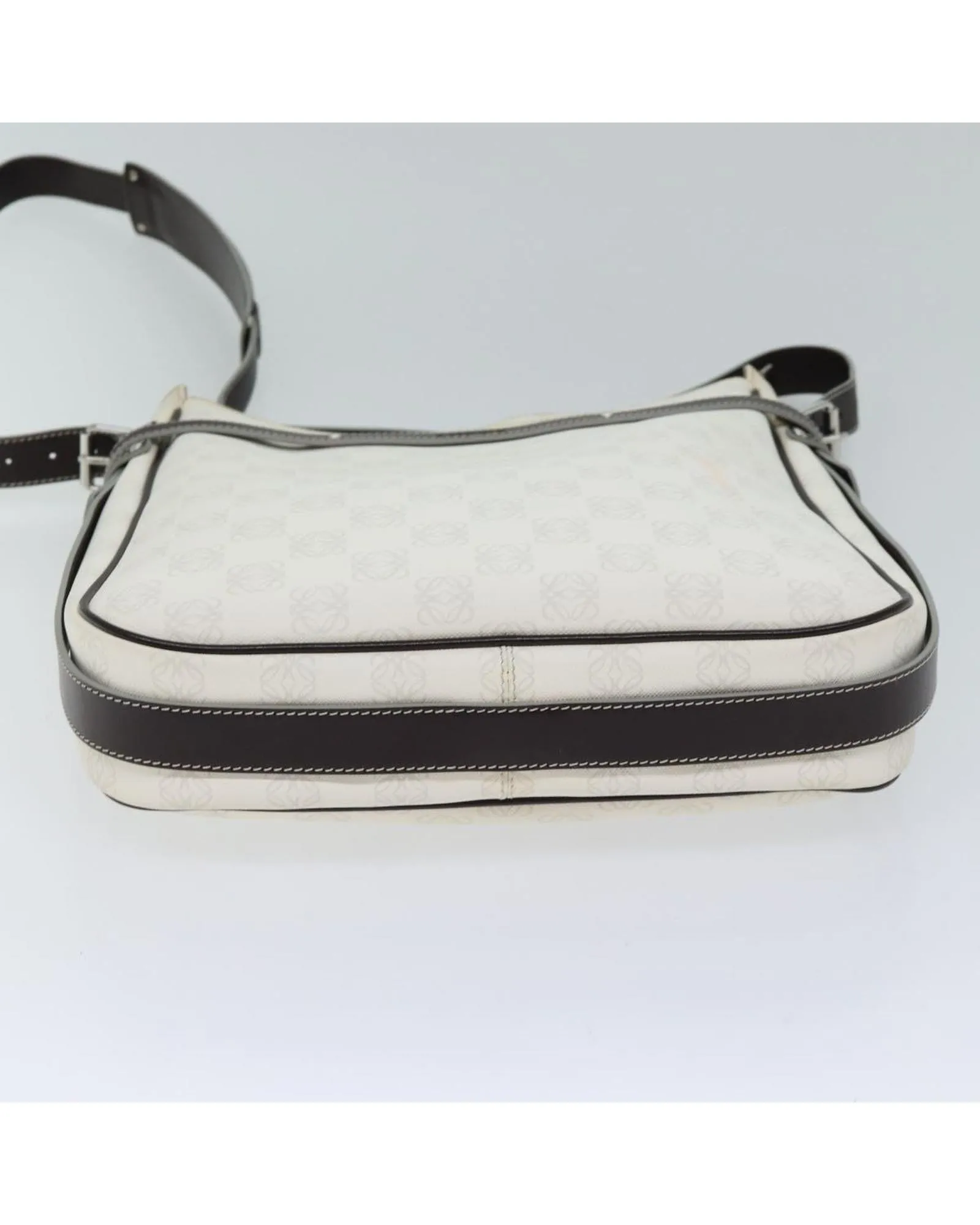 White PVC Leather Shoulder Bag with Anagram Logo Detailing