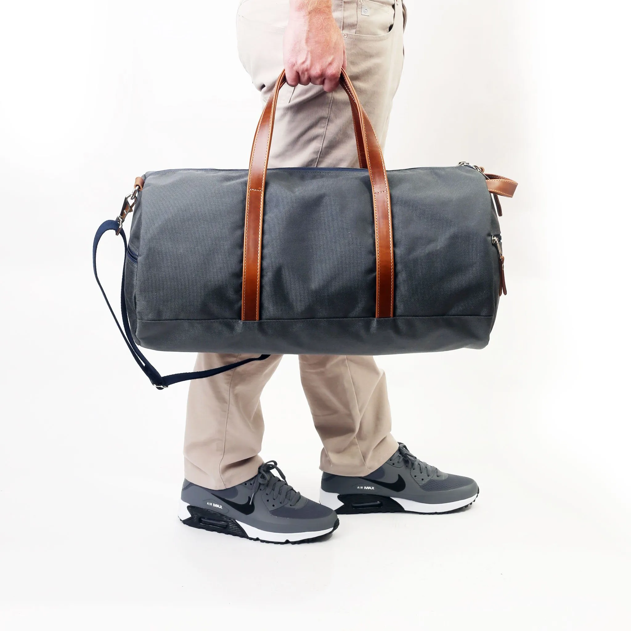 Wilmington Duffel with Shoe Compartment - Charcoal Grey/Whiskey Brown