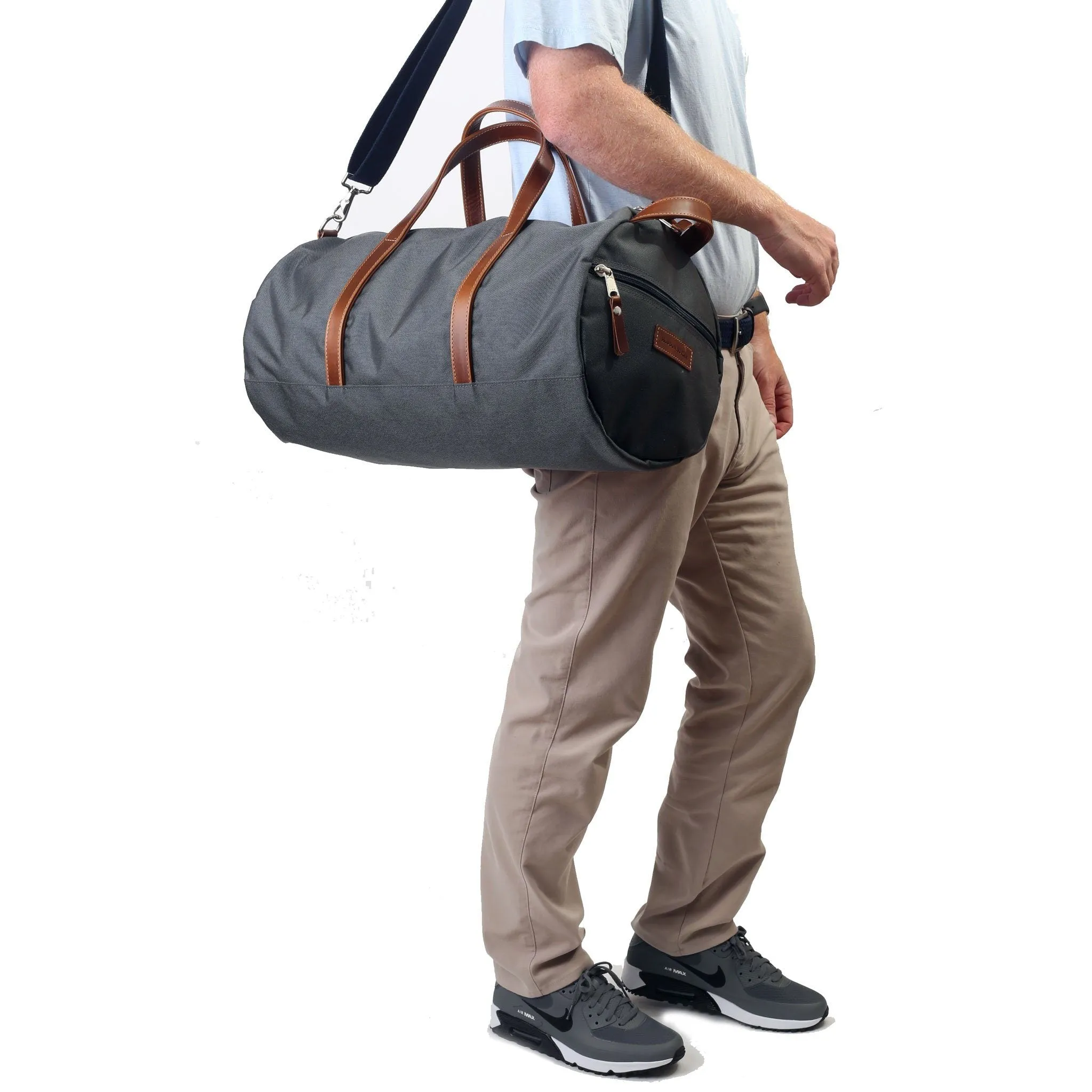 Wilmington Duffel with Shoe Compartment - Charcoal Grey/Whiskey Brown