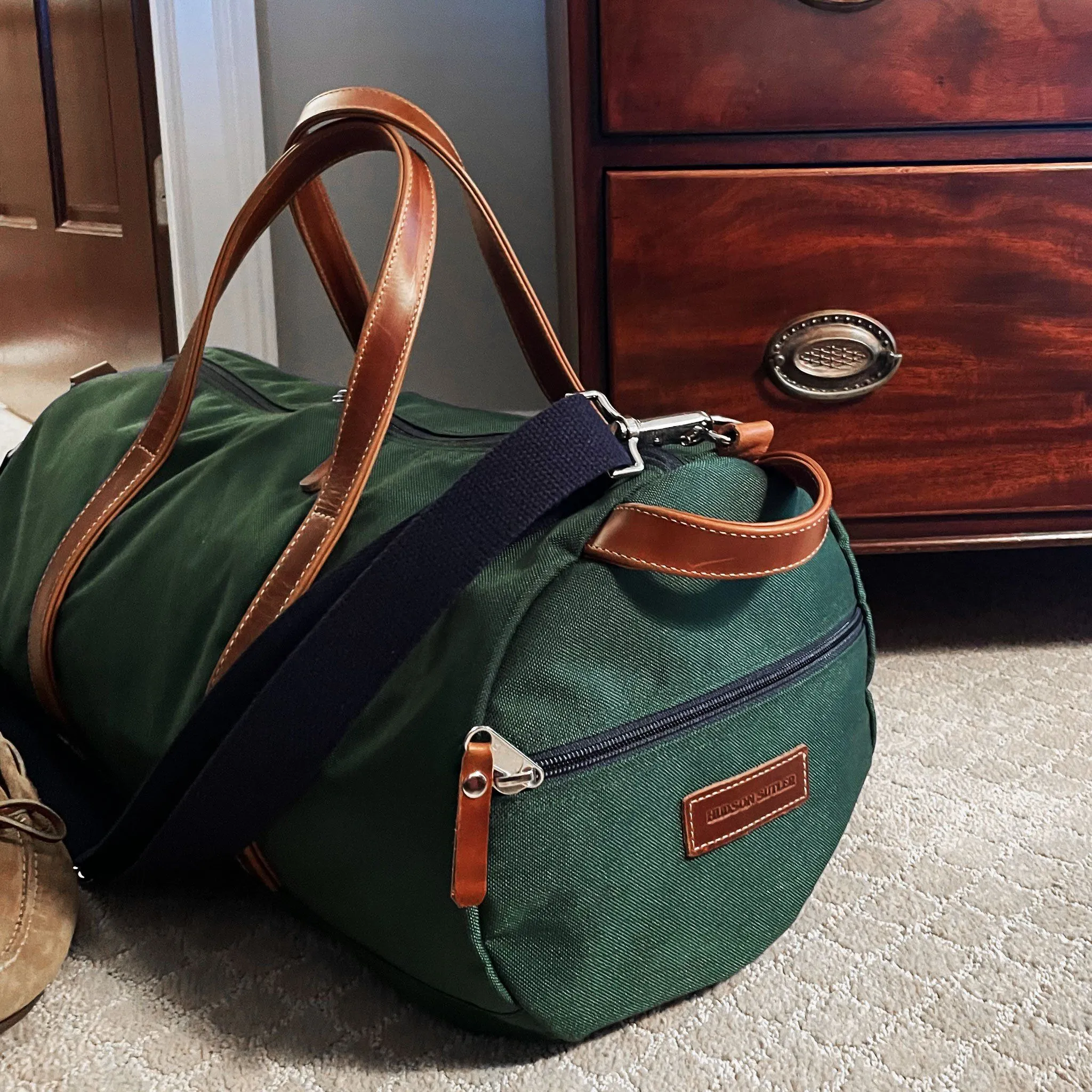 Wilmington Duffel with Shoe Compartment - Hunter Green/Whiskey Brown